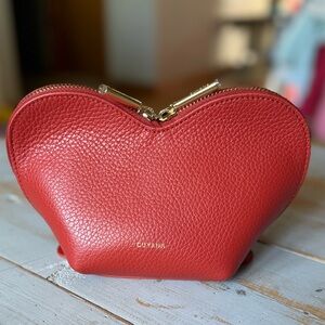 Cuyana x RMS Beauty Red Heart-Shaped Leather Cosmetic Case